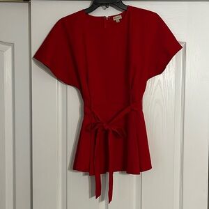 Red peplum Cremieux blouse